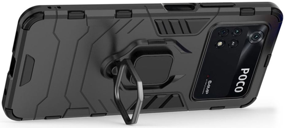 Xiaomi Poco M4 Pro 4G Hoesje Hybride Kickstand Back Cover Zwart afbeelding 3