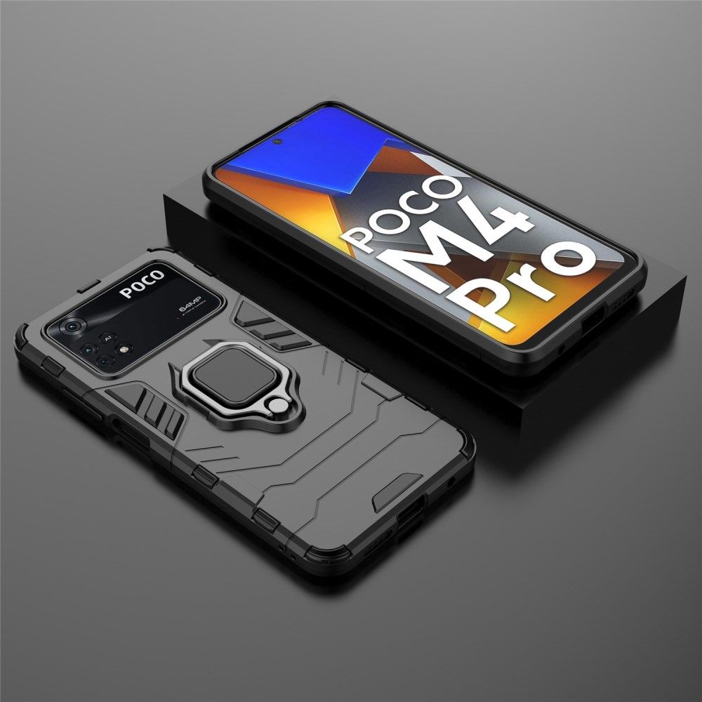 Xiaomi Poco M4 Pro 4G Hoesje Hybride Kickstand Back Cover Zwart afbeelding 6