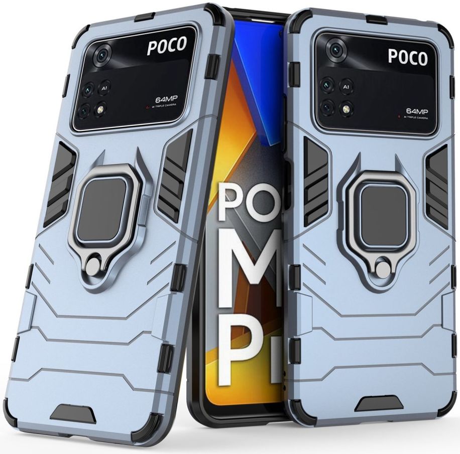 Xiaomi Poco M4 Pro 4G Hoesje Hybride Kickstand Back Cover Blauw afbeelding 4
