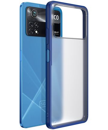 Xiaomi Poco X4 Pro Hoesje Armor Back Cover Transparant Blauw Hoesjes
