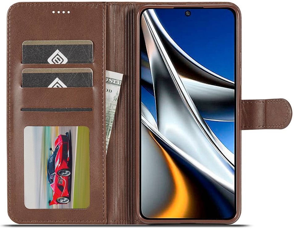 LC.IMEEKE Xiaomi Poco M4 Pro 4G Hoesje Portemonnee Bruin afbeelding 4
