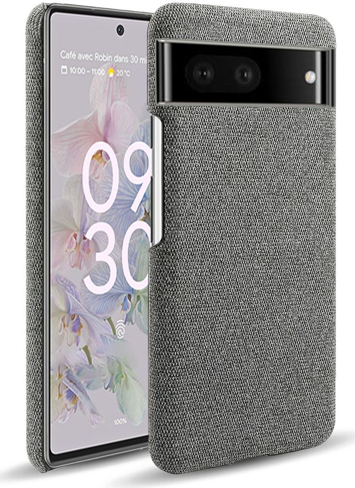 Google Pixel 7 Hoesje Hard Plastic met Stoffen Afwerking Grijs afbeelding 1