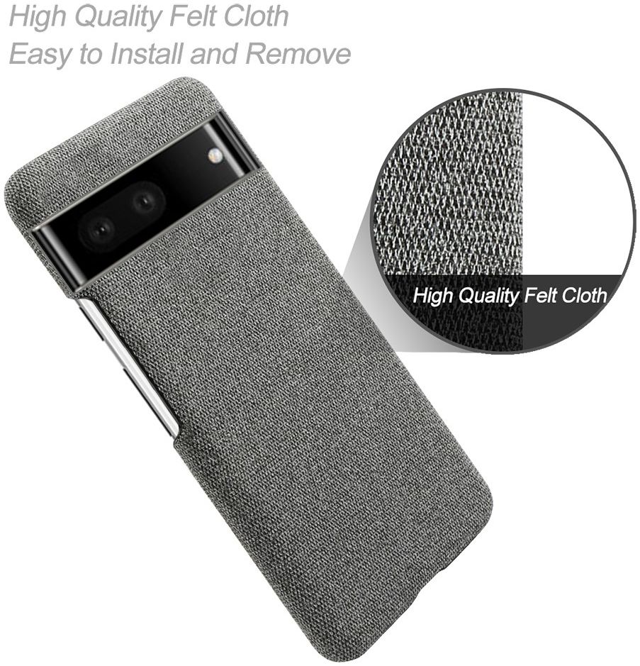Google Pixel 7 Hoesje Hard Plastic met Stoffen Afwerking Grijs afbeelding 4