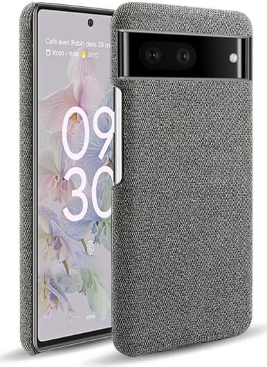 Google Pixel 7 Hoesje Hard Plastic met Stoffen Afwerking Grijs afbeelding 1