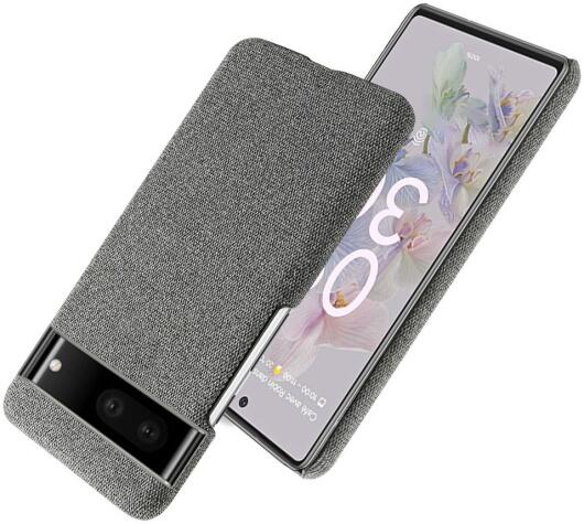 Google Pixel 7 Hoesje Hard Plastic met Stoffen Afwerking Grijs afbeelding 2