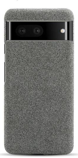 Google Pixel 7 Hoesje Hard Plastic met Stoffen Afwerking Grijs afbeelding 3