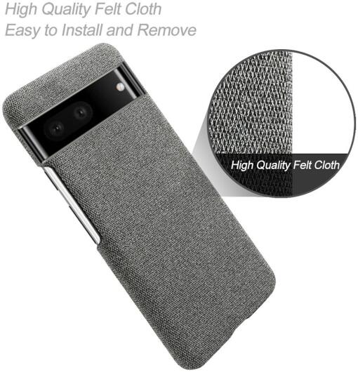 Google Pixel 7 Hoesje Hard Plastic met Stoffen Afwerking Grijs afbeelding 4