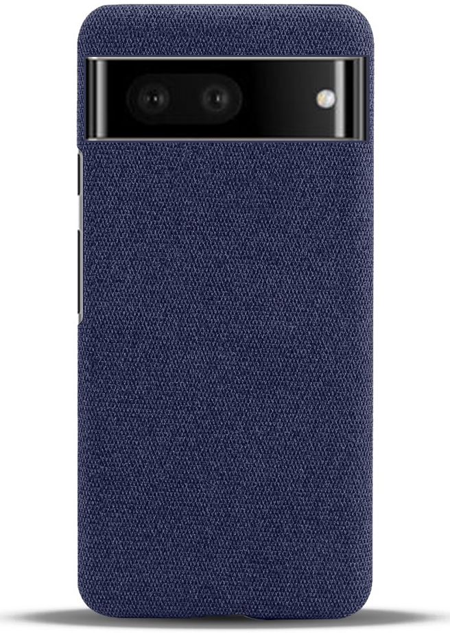 Google Pixel 7 Hoesje Hard Plastic met Stoffen Afwerking Blauw afbeelding 3