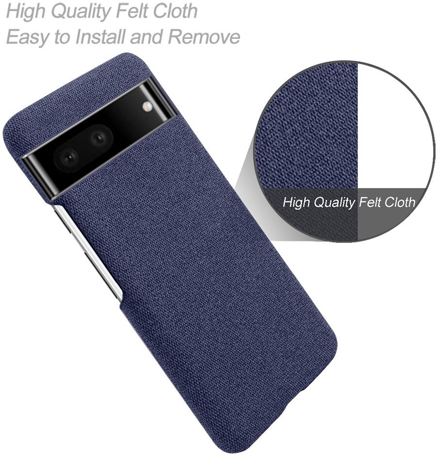 Google Pixel 7 Hoesje Hard Plastic met Stoffen Afwerking Blauw afbeelding 4