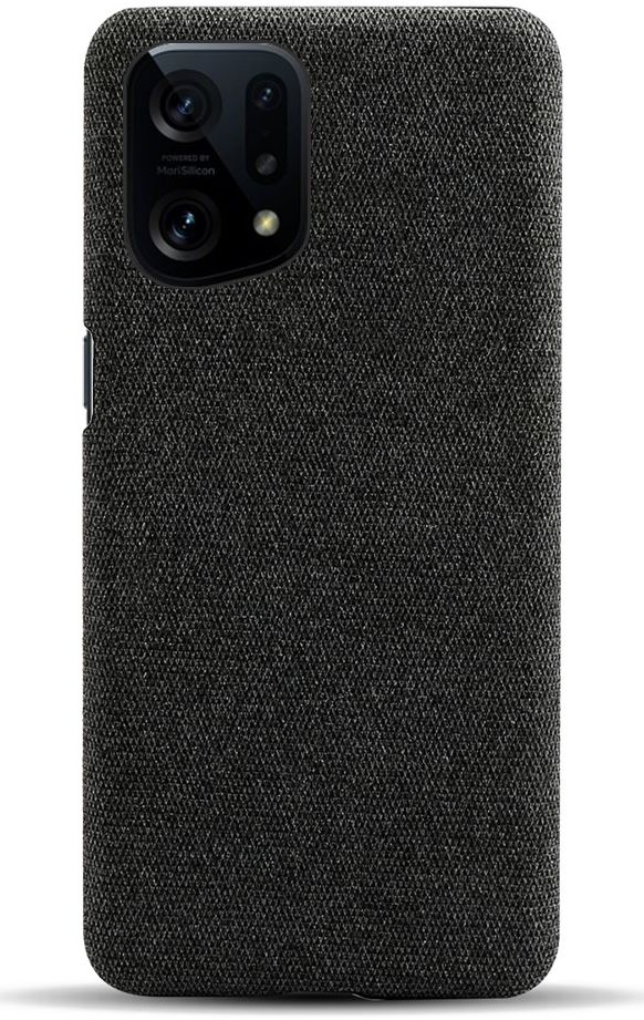 Oppo Find X5 Hoesje Hard Plastic met Stoffen Afwerking Zwart afbeelding 2