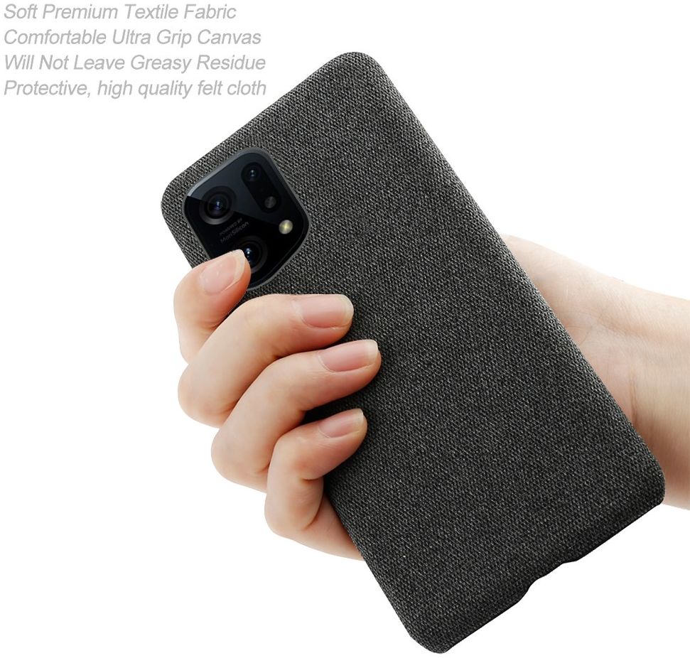 Oppo Find X5 Hoesje Hard Plastic met Stoffen Afwerking Zwart afbeelding 6