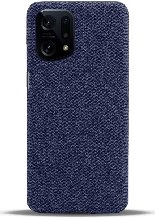 Oppo Find X5 Hoesje Hard Plastic met Stoffen Afwerking Blauw afbeelding 2