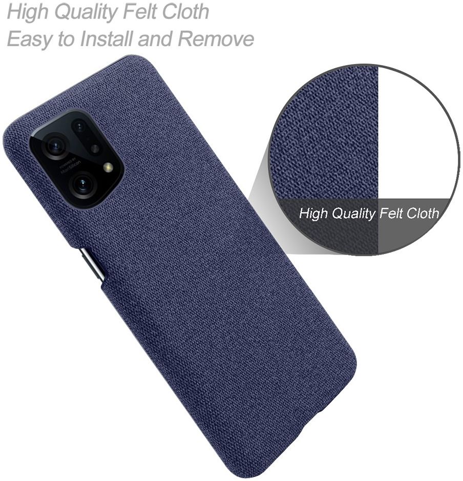 Oppo Find X5 Hoesje Hard Plastic met Stoffen Afwerking Blauw afbeelding 4