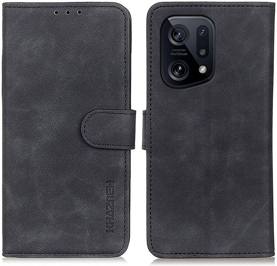 KHAZNEH Oppo Find X5 Hoesje Retro Wallet Book Case Zwart afbeelding 4