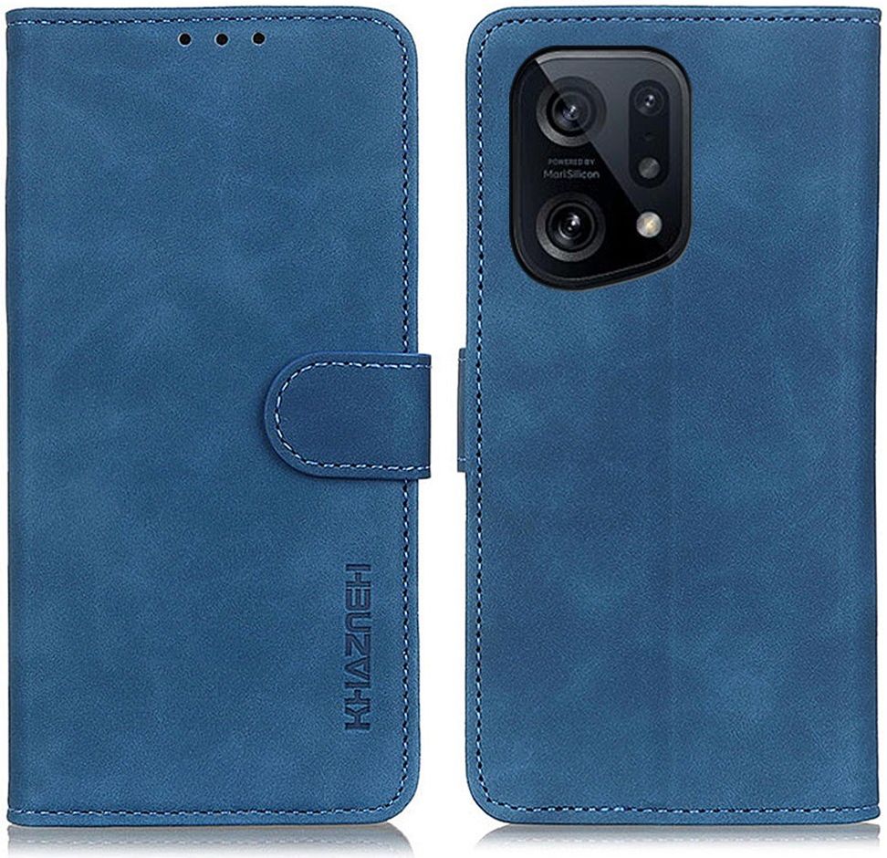 KHAZNEH Oppo Find X5 Hoesje Retro Wallet Book Case Blauw afbeelding 4