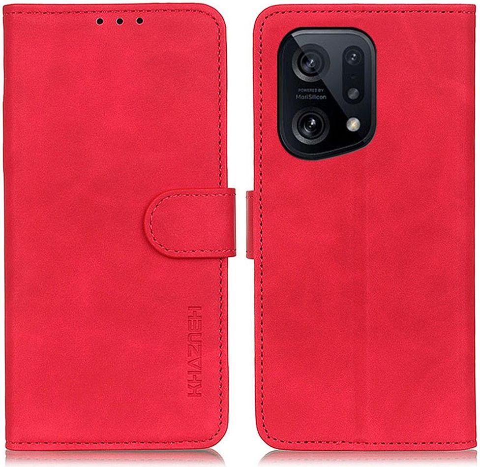 KHAZNEH Oppo Find X5 Hoesje Retro Wallet Book Case Rood afbeelding 4