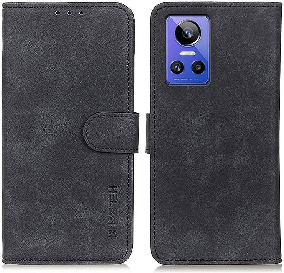 KHAZNEH Realme GT Neo 3 Hoesje Retro Wallet Book Case Zwart afbeelding 4