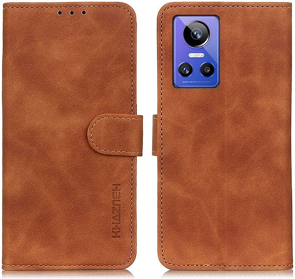 KHAZNEH Realme GT Neo 3 Hoesje Retro Wallet Book Case Bruin afbeelding 4