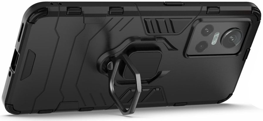 Realme GT Neo 3 Hoesje Hybride Kickstand Back Cover Zwart afbeelding 3