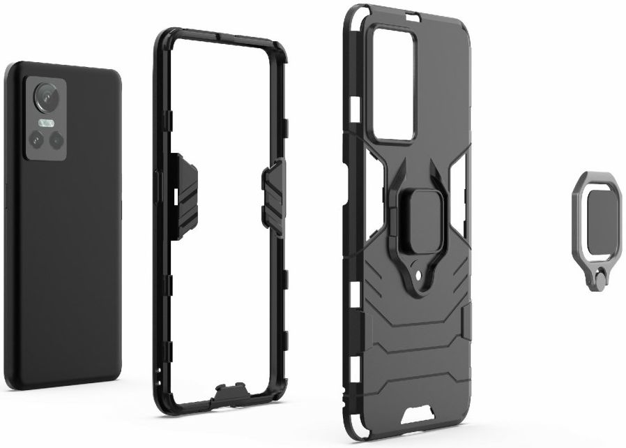 Realme GT Neo 3 Hoesje Hybride Kickstand Back Cover Zwart afbeelding 5