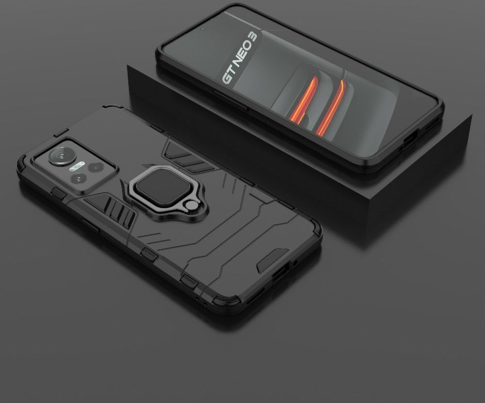 Realme GT Neo 3 Hoesje Hybride Kickstand Back Cover Zwart afbeelding 7