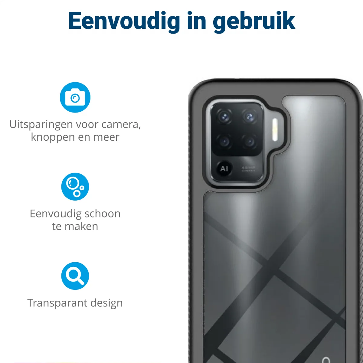 Oppo Reno5 Lite Hoesje Full Protect 360° Cover Hybride Blauw afbeelding 5