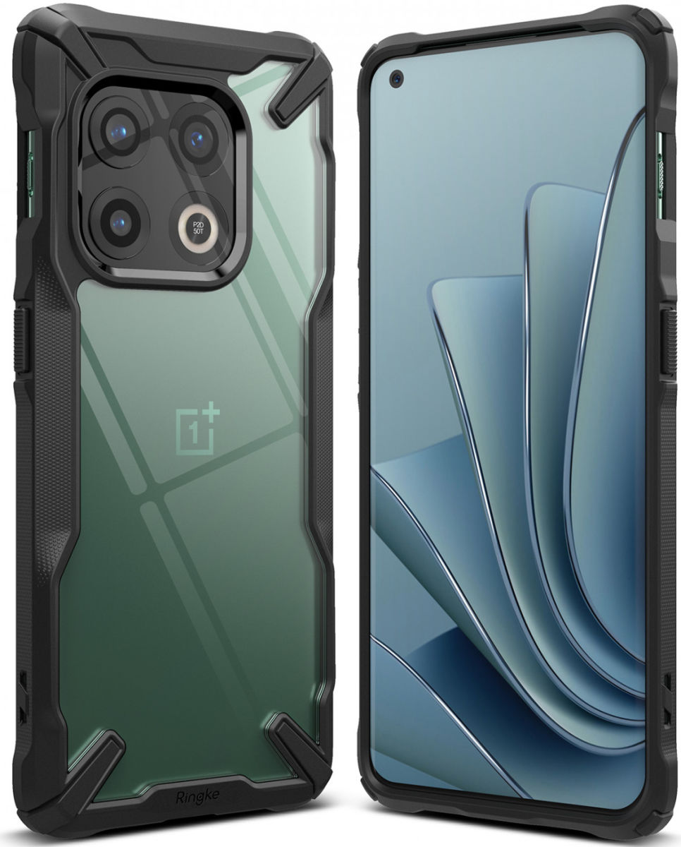 Ringke Fusion X OnePlus 10 Pro Hoesje Back Cover Transparant Zwart afbeelding 1