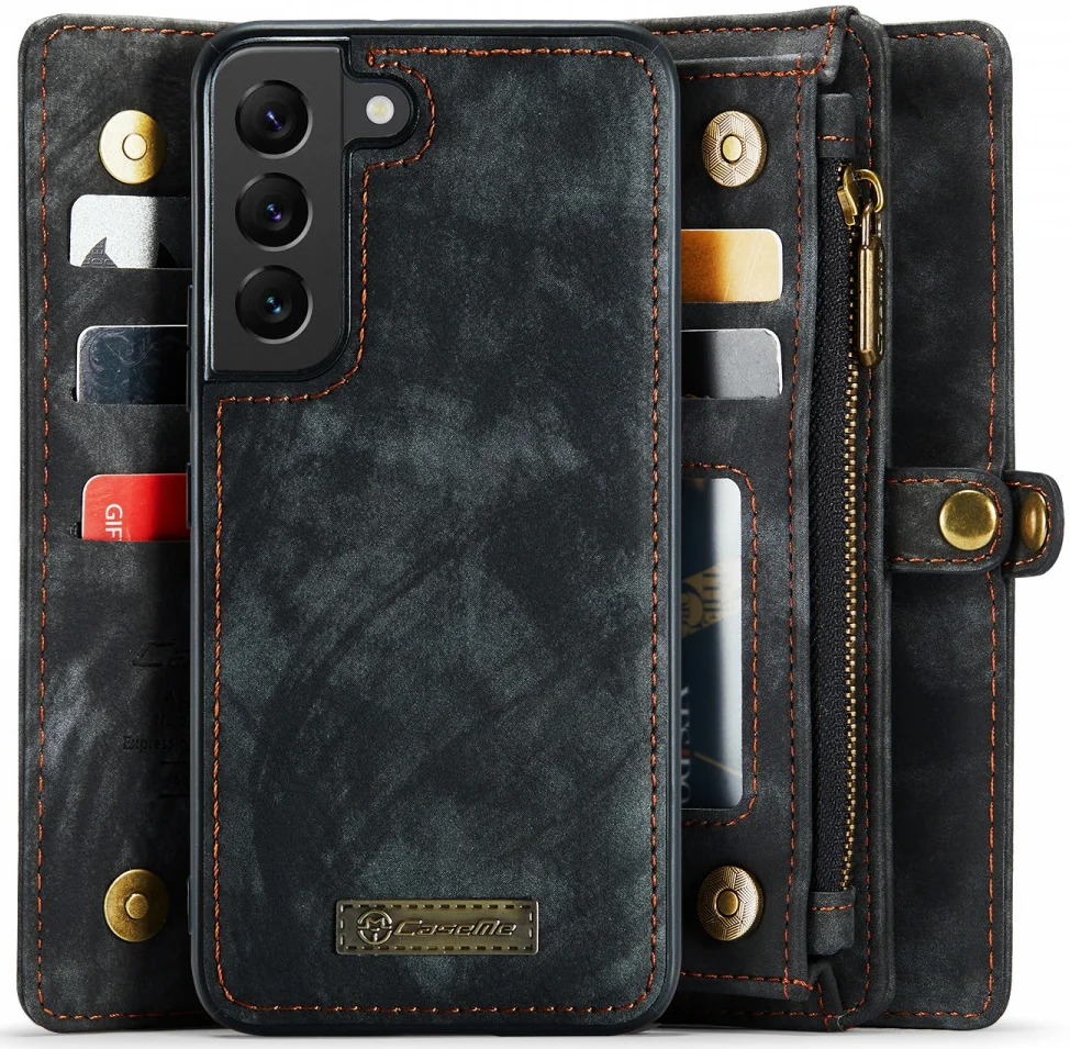 CaseMe 008 Samsung Galaxy S22 Hoesje Book Case Back Cover Zwart afbeelding 2