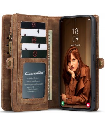 CaseMe 2-in-1 Samsung Galaxy S22 Hoesje Book Case Back Cover Bruin Hoesjes