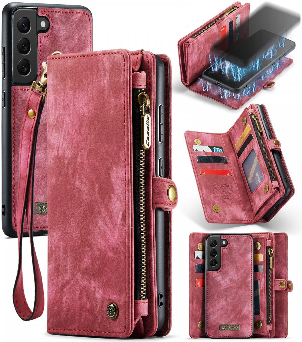 CaseMe 008 Samsung Galaxy S22 Hoesje Book Case Back Cover Rood afbeelding 4