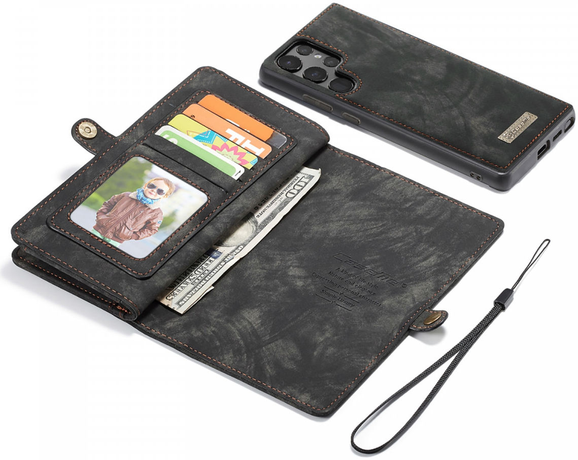 CaseMe 008 Samsung S22 Ultra Hoesje Book Case Back Cover Zwart afbeelding 1