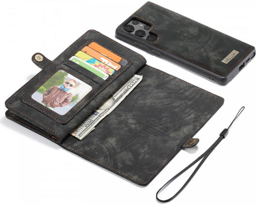 CaseMe 008 Samsung S22 Ultra Hoesje Book Case Back Cover Zwart afbeelding 1