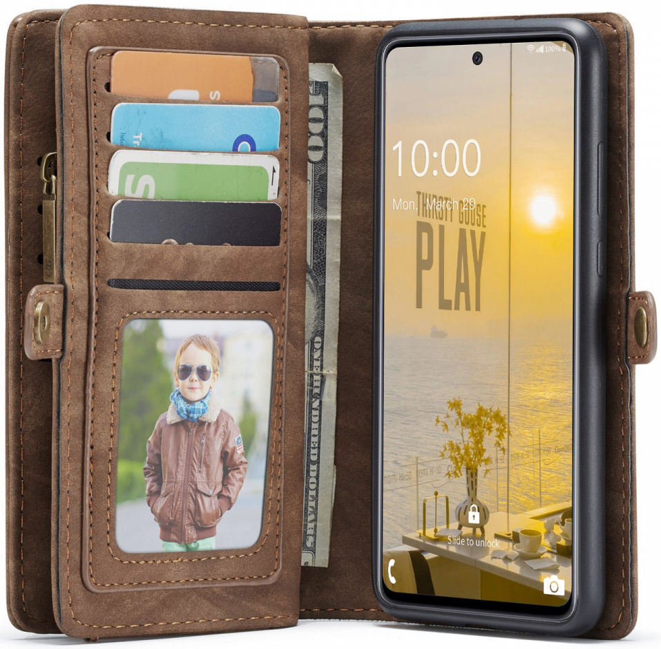 CaseMe 008 Samsung Galaxy A33 Hoesje Book Case Back Cover Bruin afbeelding 2