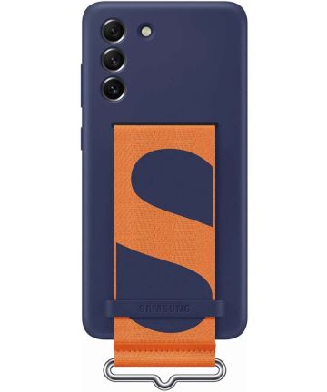 Origineel Samsung Galaxy S21 FE Hoesje Silicone Cover met Band Blauw Hoesjes