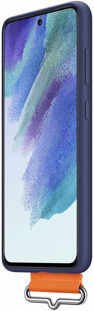Origineel Samsung Galaxy S21 FE Hoesje Silicone Cover met Band Blauw afbeelding 4