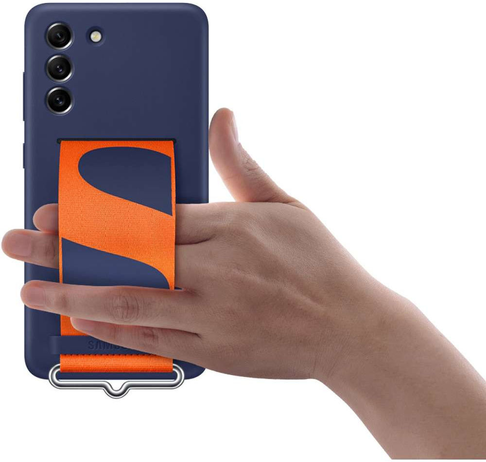 Origineel Samsung Galaxy S21 FE Hoesje Silicone Cover met Band Blauw afbeelding 7