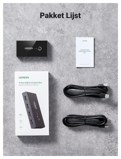 UGREEN Sharing Switch USB 2.0 Schakelaar met 4 USB Poorten Zwart afbeelding 6