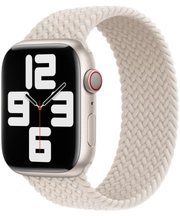 Apple Watch 41MM / 40MM / 38MM Bandje Solo Loop Geweven Beige Maat: S Bandjes