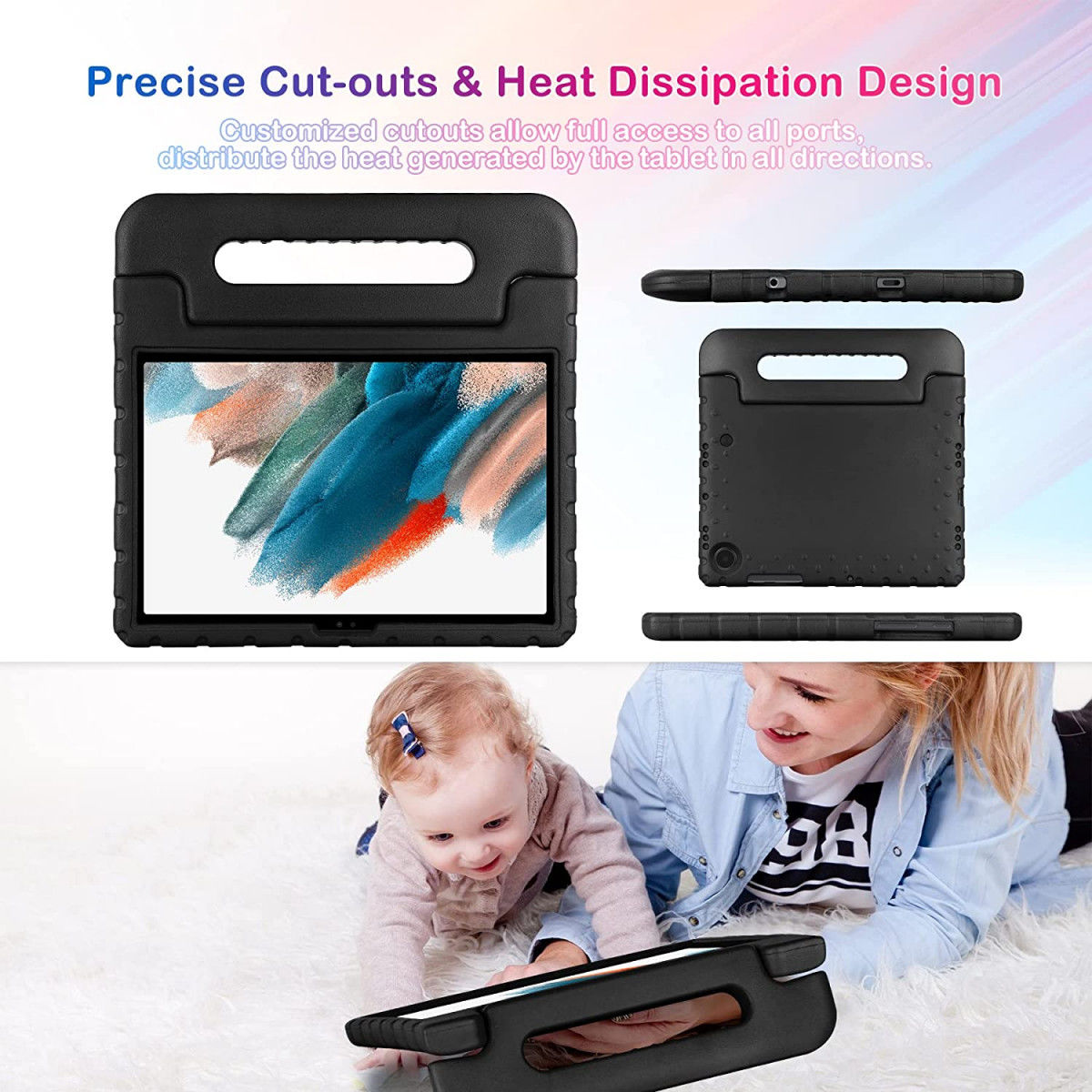 Samsung Galaxy Tab A8 Kinder Tablethoes met Handvat Zwart afbeelding 7
