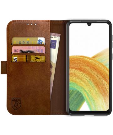Rosso Element Samsung Galaxy A33 Hoesje Book Cover Wallet Bruin Hoesjes
