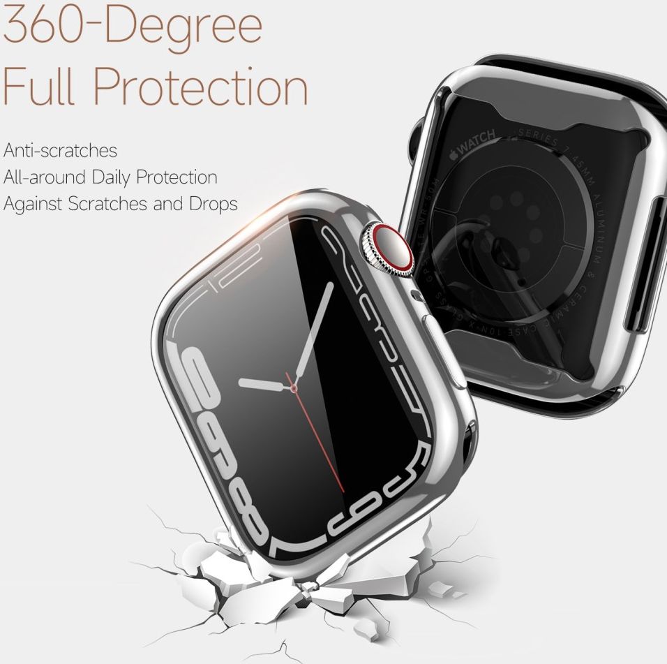 Dux Ducis Somo - Apple Watch 7/8/9 41MM Hoesje - Full Protect TPU - Zilver afbeelding 3