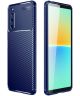 Sony Xperia 10 IV Hoesje Siliconen Carbon TPU Back Cover Blauw