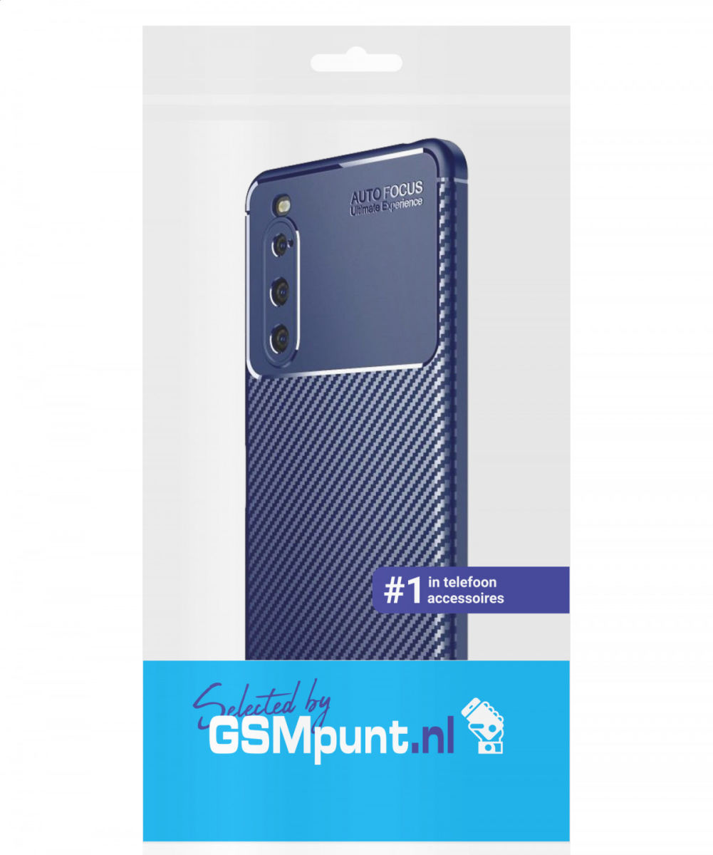Sony Xperia 10 IV Hoesje Siliconen Carbon TPU Back Cover Blauw afbeelding 8