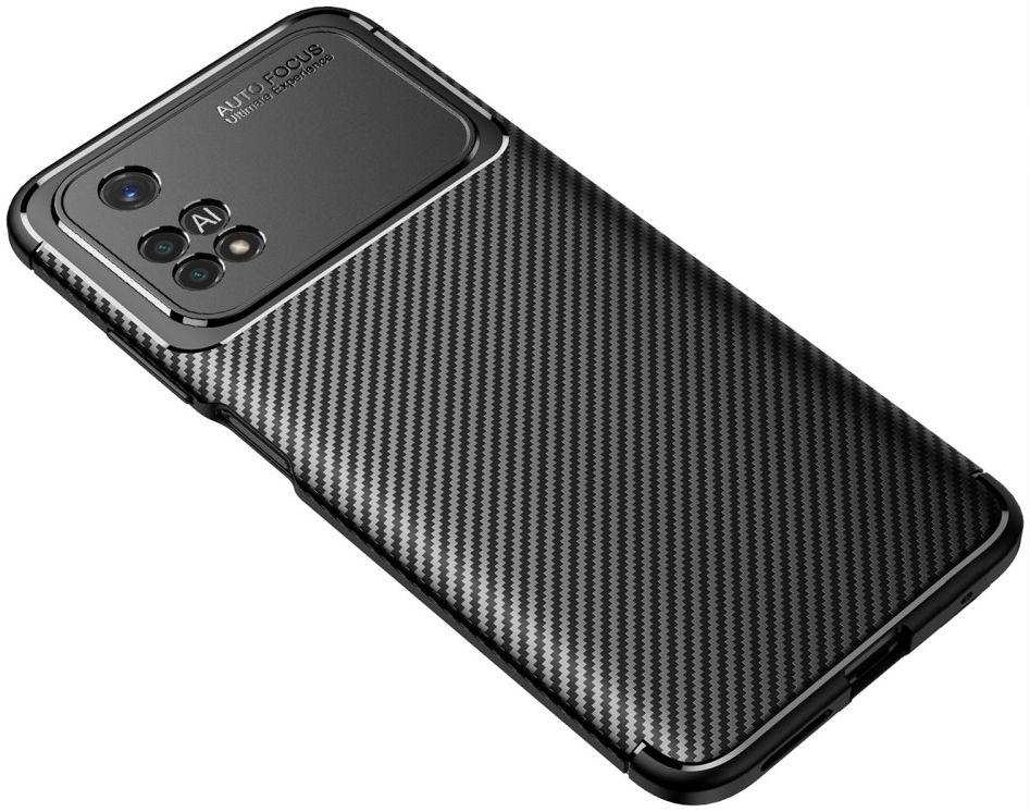 Xiaomi Poco M4 Pro 4G Hoesje Siliconen Carbon TPU Back Cover Zwart afbeelding 4