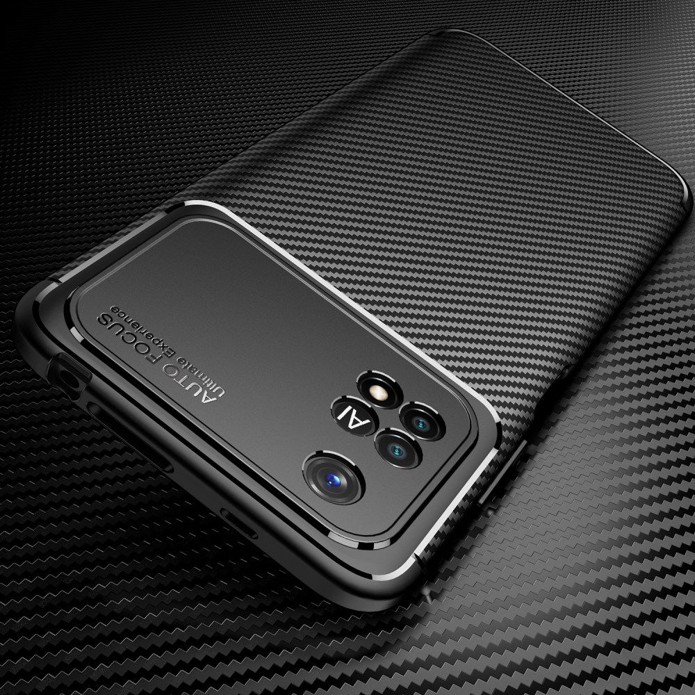 Xiaomi Poco M4 Pro 4G Hoesje Siliconen Carbon TPU Back Cover Zwart afbeelding 6