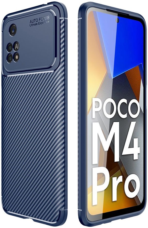 Xiaomi Poco M4 Pro 4G Hoesje Siliconen Carbon TPU Back Cover Blauw afbeelding 6