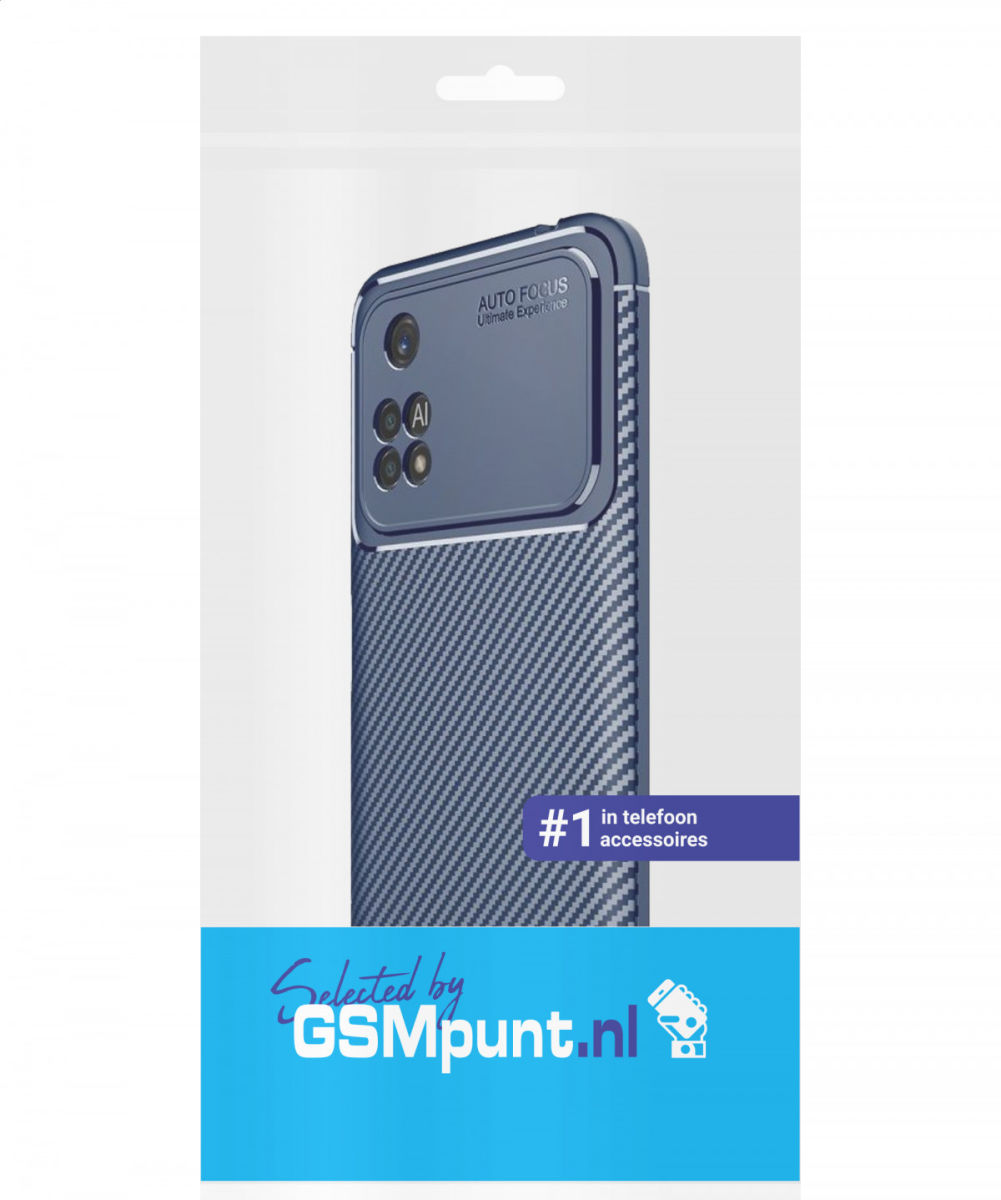 Xiaomi Poco M4 Pro 4G Hoesje Siliconen Carbon TPU Back Cover Blauw afbeelding 7