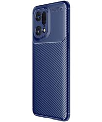 Oppo Find X5 Pro Hoesje Siliconen Carbon TPU Back Cover Blauw