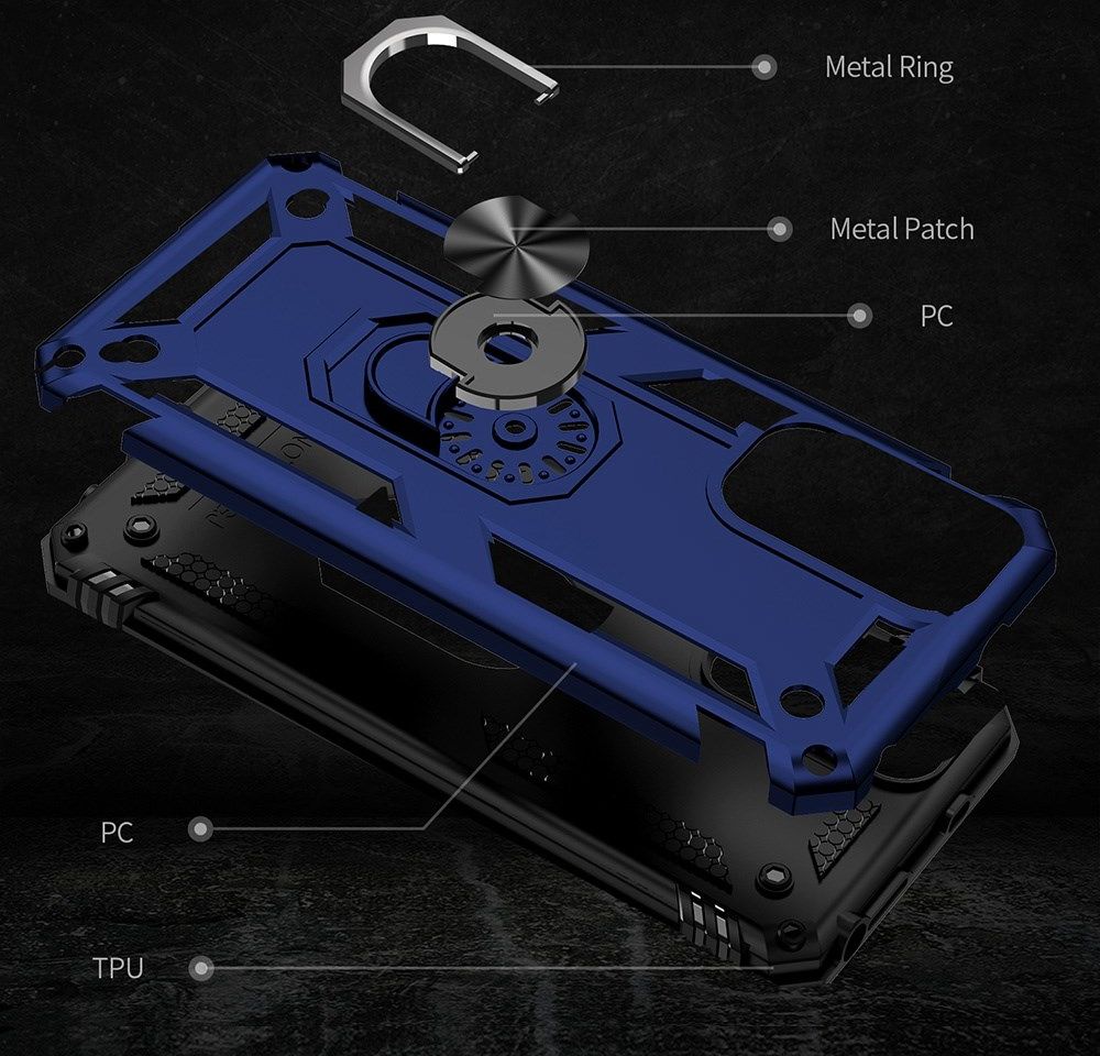 Xiaomi Redmi Note 11 / 11S Hoesje Hybride Kickstand Back Cover Blauw afbeelding 8
