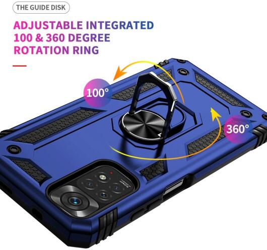 Xiaomi Redmi Note 11 / 11S Hoesje Hybride Kickstand Back Cover Blauw afbeelding 6